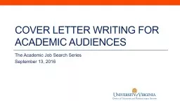 Cover Letter Writing for ACADEMIC AUDIENCES