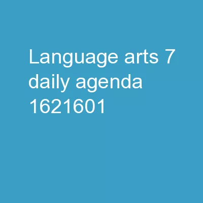 Language Arts  7  Daily Agenda