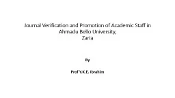 Journal Verification and Promotion of Academic Staff in