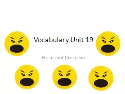 Vocabulary  Unit 19 Harm and Criticism