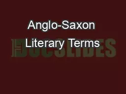 Anglo-Saxon Literary Terms