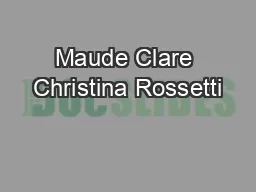 Maude Clare Christina Rossetti