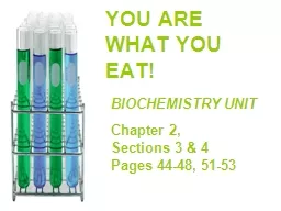 YOU ARE WHAT YOU EAT! BIOCHEMISTRY UNIT