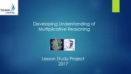 Developing Understanding of Multiplicative
