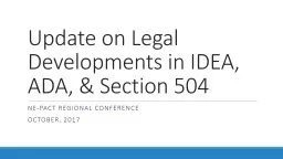 Update on Legal Developments in IDEA, ADA, & Section 504