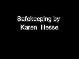 Safekeeping by Karen  Hesse