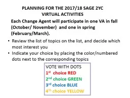 PLANNING FOR THE 2017/18 SAGE 2YC
