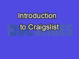 Introduction  to Craigslist