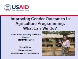 Improving Gender Outcomes in Agriculture Programming: