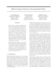 Ecient Stepwise Selection in Decomposable Models Amol