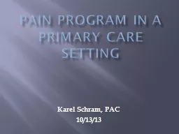 PAIN PROGRAM IN A PRIMARY CARE SETTING