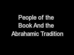 People of the Book And the Abrahamic Tradition