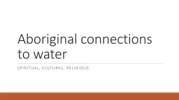 Aboriginal connections to water