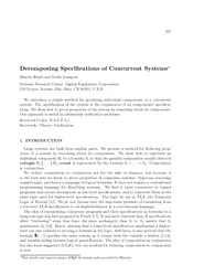 Decomposing Specications of Concurrent Systems Mart n