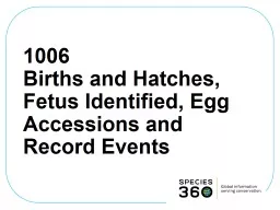 1006 Births and Hatches, Fetus Identified, Egg Accessions and Record Events