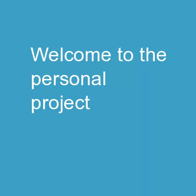 Welcome to the Personal Project!