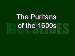 The Puritans of the 1600s