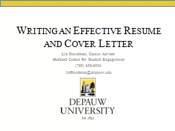 Writing an Effective Resume and Cover Letter