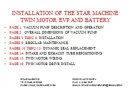 INSTALLATION OF THE STAR MACHINE