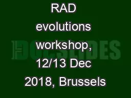 RAD evolutions workshop, 12/13 Dec 2018, Brussels