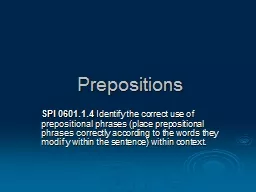 Prepositions SPI 0601.1.4