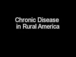 Chronic Disease in Rural America