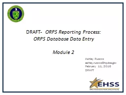 ORPS Reporting Process: ORPS Database Data Entry