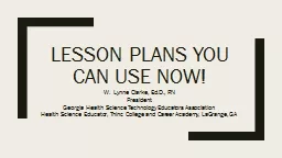 Lesson Plans You Can Use Now!