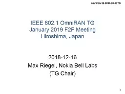 IEEE 802.1 OmniRAN TG January 2019 F2F Meeting