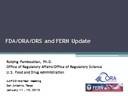 FDA/ORA/ORS   and FERN Update