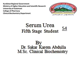 Serum Urea Fifth  S tage Student