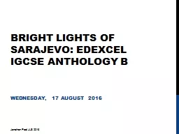 Bright Lights of Sarajevo: Edexcel IGCSE Anthology B