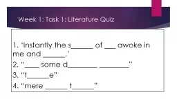 Week 1: Task 1: Literature Quiz