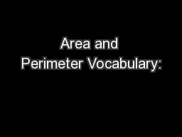 Area and Perimeter Vocabulary: