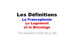 Les  Définitions La  Francophonie