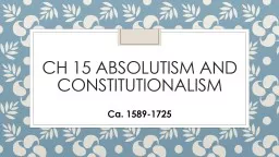 Ch  15 Absolutism and Constitutionalism