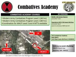 Combatives Academy KEY PERSONNEL