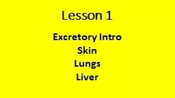 Lesson 1 Excretory Intro