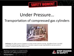 Under Pressure… Transportation of compressed gas cylinders