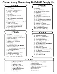 Clinton Young Elementary 2018-2019 Supply List