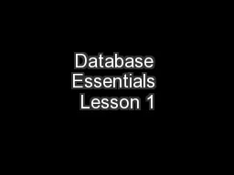 Database Essentials Lesson 1