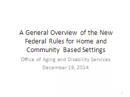 A General Overview of the New Federal Rules for Home and Community Based Settings