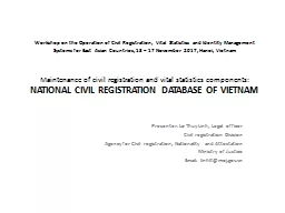 Workshop on the Operation of Civil Registration, Vital Statistics and Identity Management