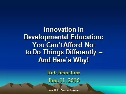 Innovation in  Developmental Education: