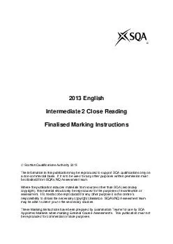  English Intermediate  Close Reading Finalis ed Marking Instructions  Scottish Qualifications