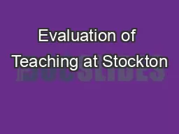 Evaluation of Teaching at Stockton