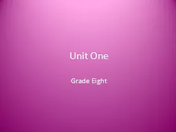 Unit One Grade Eight Set A