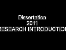 Dissertation 2011 RESEARCH INTRODUCTION