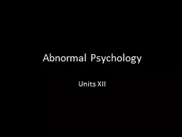 Abnormal  Psychology Units