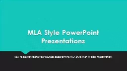MLA Style PowerPoint Presentations